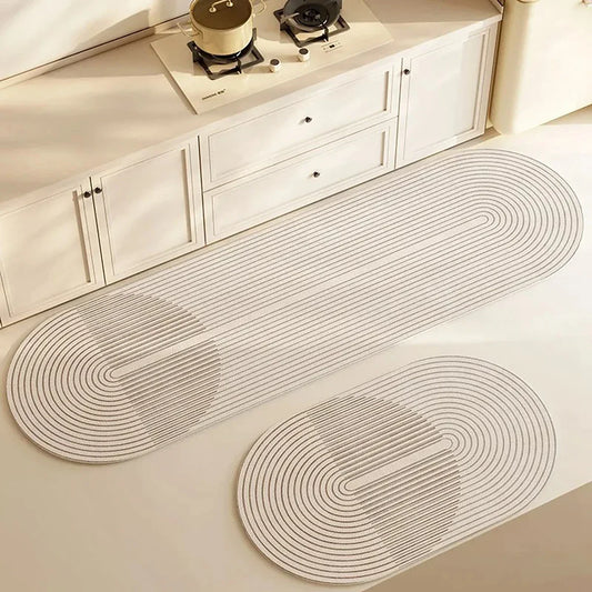 Beige Absorbent Non-Slip Kitchen & Bath Mat
