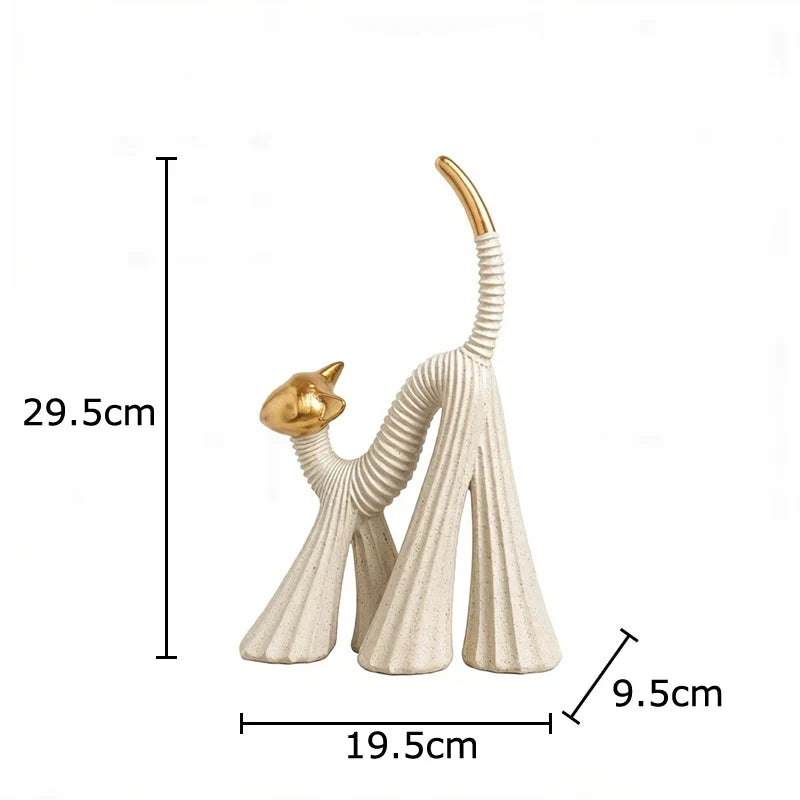 29.5cm Beige Abstract Cat Resin Sculpture – view 6