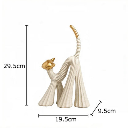 29.5cm Beige Abstract Cat Resin Sculpture – view 6