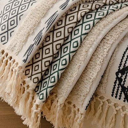 Beige Boho 3D Cotton-Linen Sofa Protector – view 4