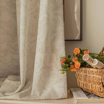Beige Chenille Jacquard High-Shading Curtain Panel – view 6