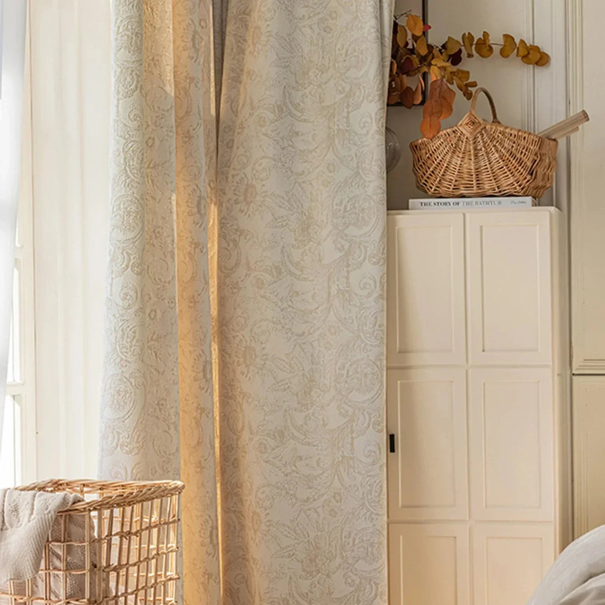 Beige Chenille Jacquard High-Shading Curtain Panel – view 8