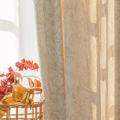 Beige Chenille Jacquard High-Shading Curtain Panel – view 10