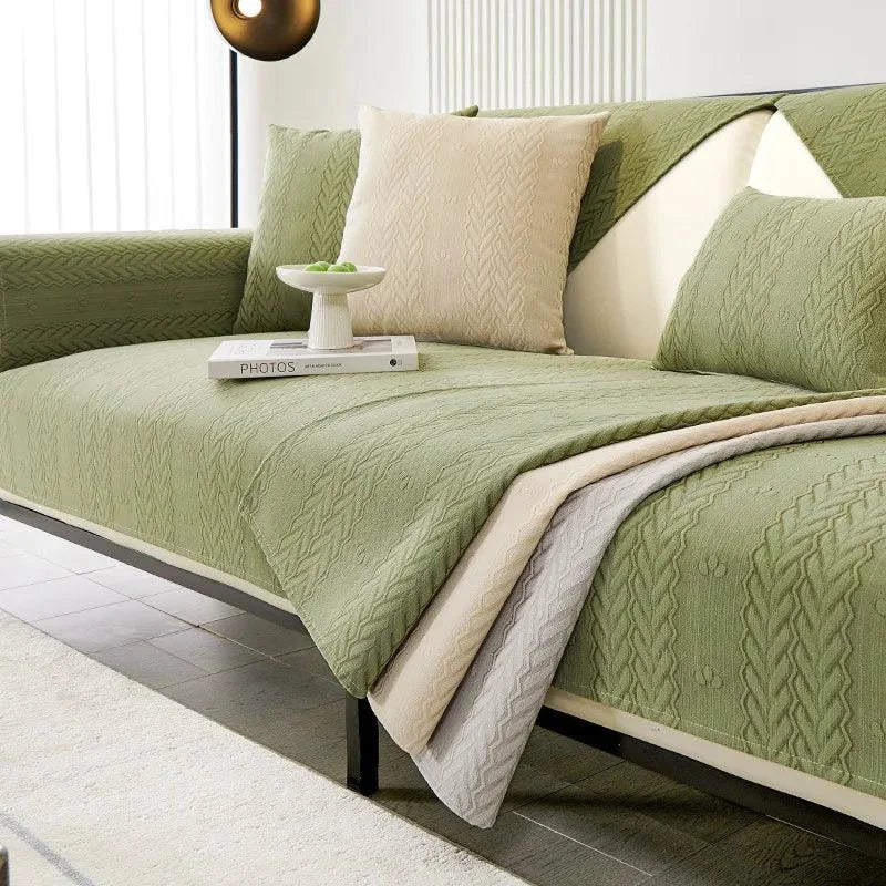 Beige Chenille Water-Resistant Sofa Protector – view 7