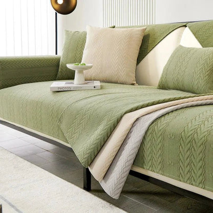 Beige Chenille Water-Resistant Sofa Protector – view 7