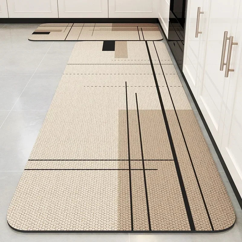Beige Diatomite Quick-Dry Kitchen Mat