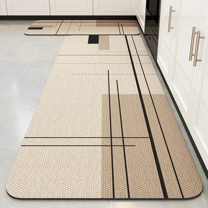 Beige Diatomite Quick-Dry Kitchen Mat