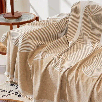 Beige Fringed Sofa Protector Throw – view 2