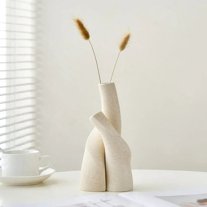 Beige Handcrafted Matte Ceramic Vase – view 4
