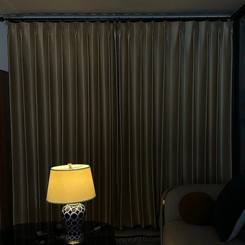 Beige High-Shading Satin Curtain Panel with Eyelets – view 3