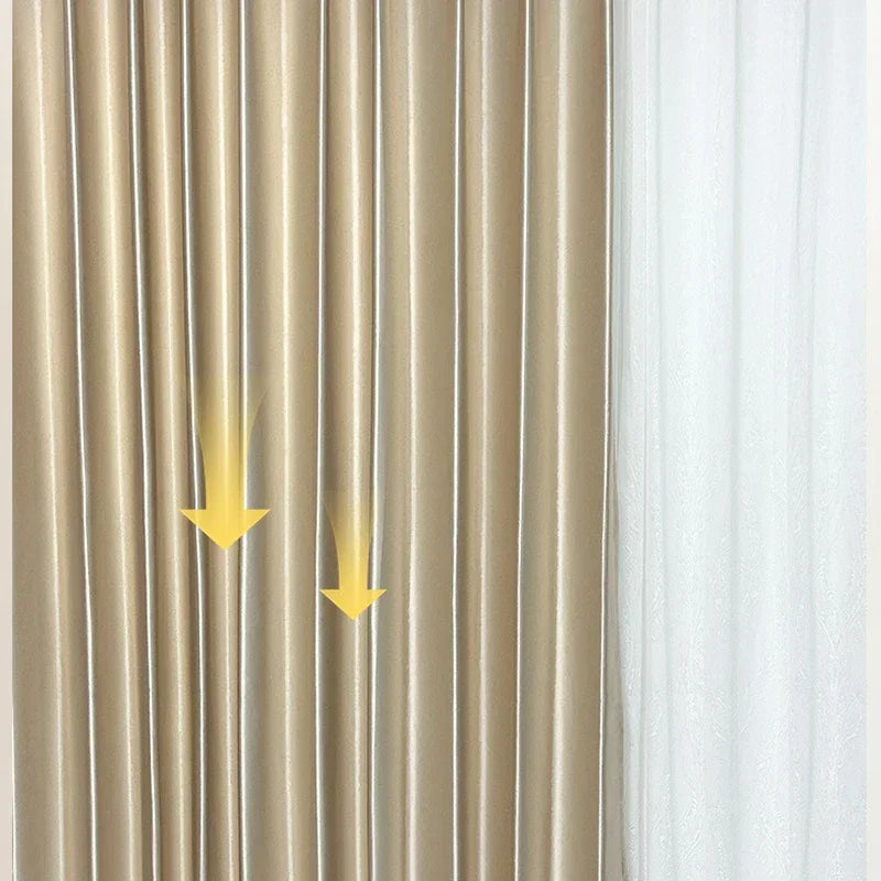 Beige High-Shading Satin Curtain Panel with Eyelets – view 4