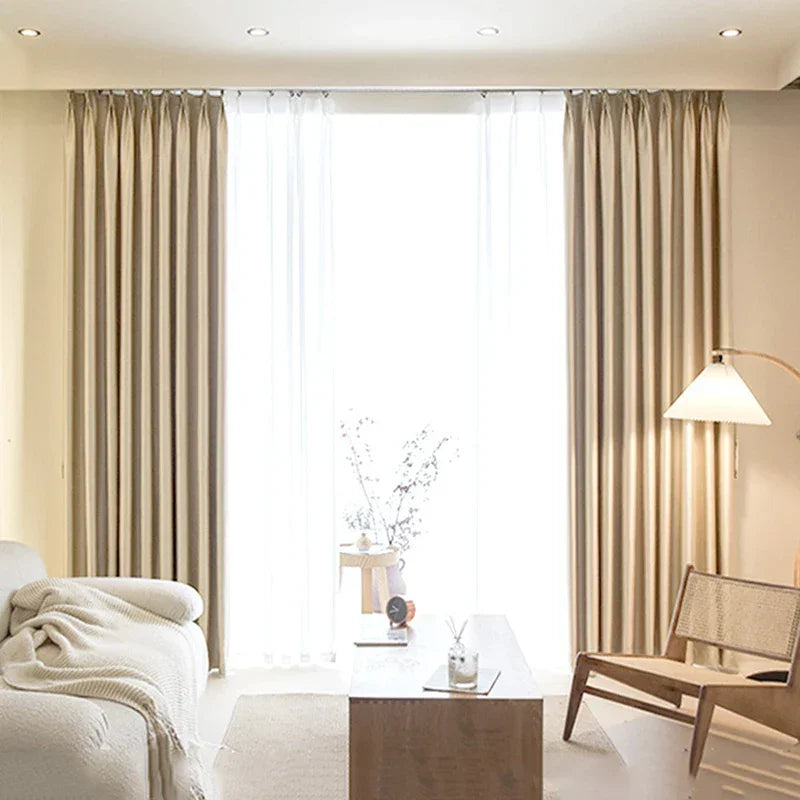 Beige High-Shading Satin Curtain Panel with Eyelets – view 5