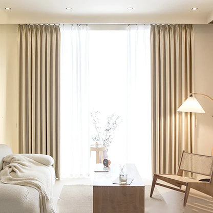 Beige High-Shading Satin Curtain Panel with Eyelets – view 5