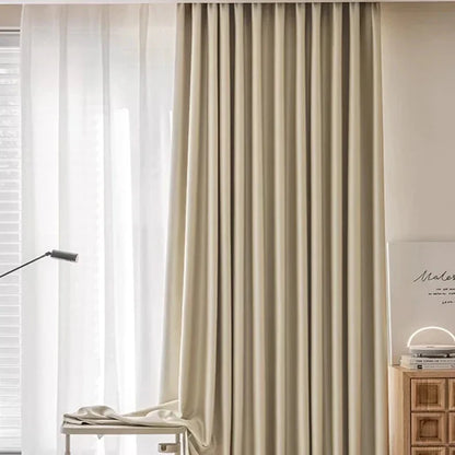 Beige High-Shading Satin Curtain Panel with Eyelets – view 6