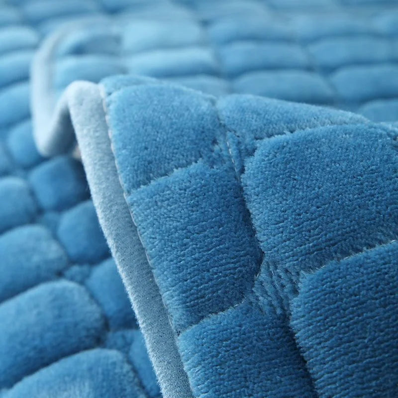 Beige Plush Velvet Check Sofa Protector – view 5