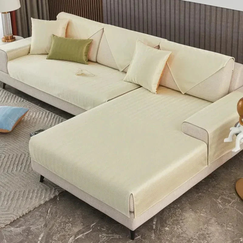 Beige Quilted Non-Slip Sofa Cover – view 2