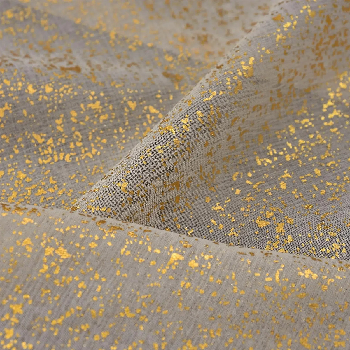 Beige Sheer Voile Curtain Panel with Gold Foil Dots – view 5