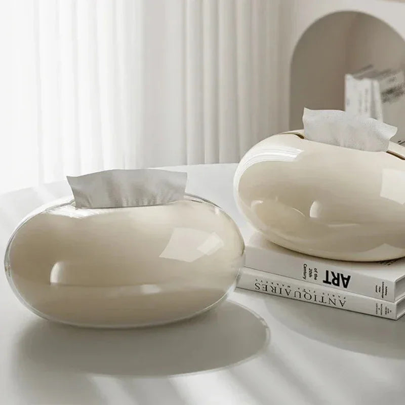 Beige Stone-Look Tissue Box Cover