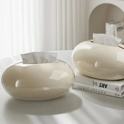 Beige Stone-Look Tissue Box Cover