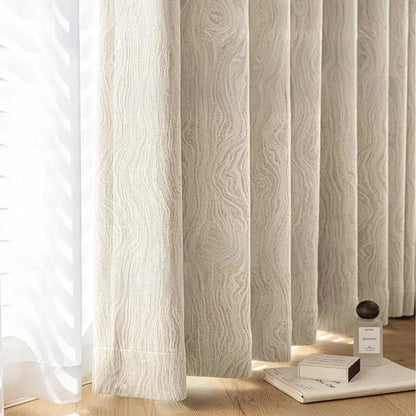 Beige Striped Jacquard 90% Blackout Curtain Panel – view 2
