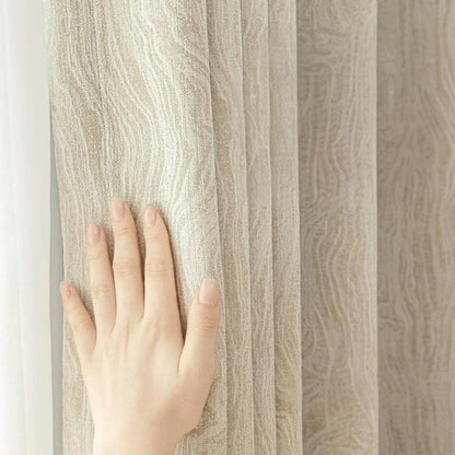 Beige Striped Jacquard 90% Blackout Curtain Panel – view 3