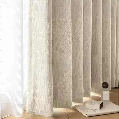 Beige Striped Jacquard 90% Blackout Curtain Panel – view 4