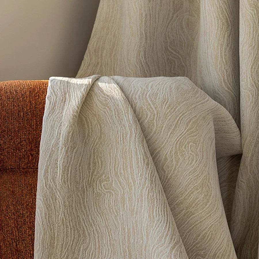 Beige Striped Jacquard 90% Blackout Curtain Panel – view 6