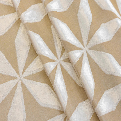 Beige Velvet Blackout Curtain Panel with Geometric Embroidery – view 3