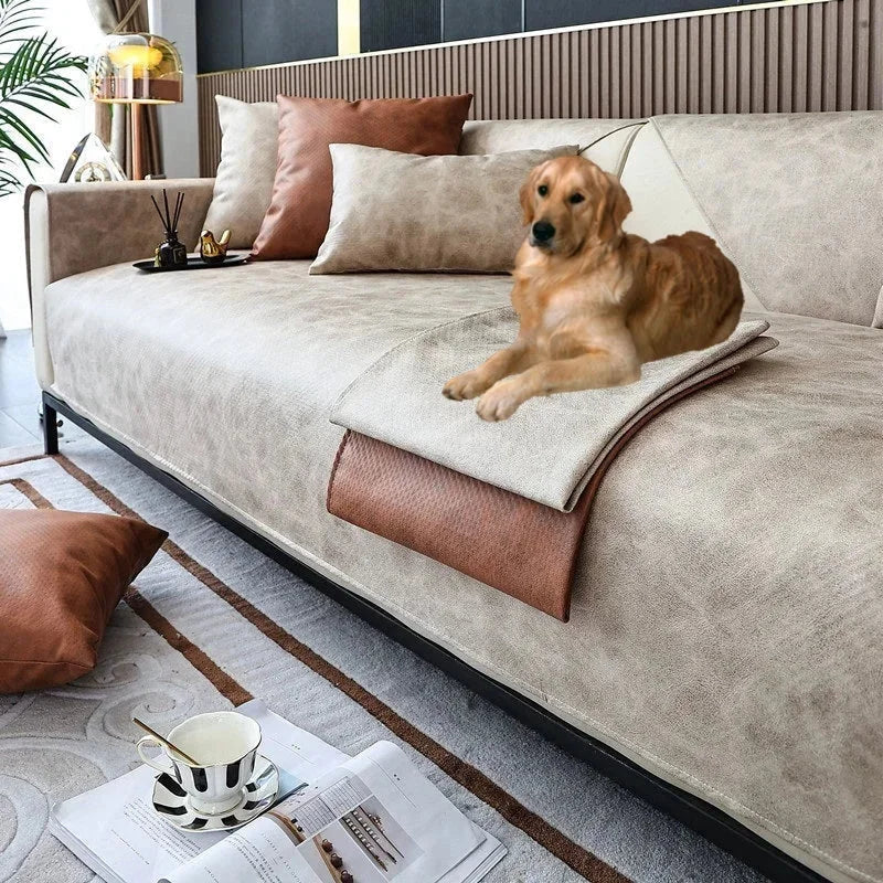 Beige Water- & Scratch-Resistant Sofa Protector – view 2