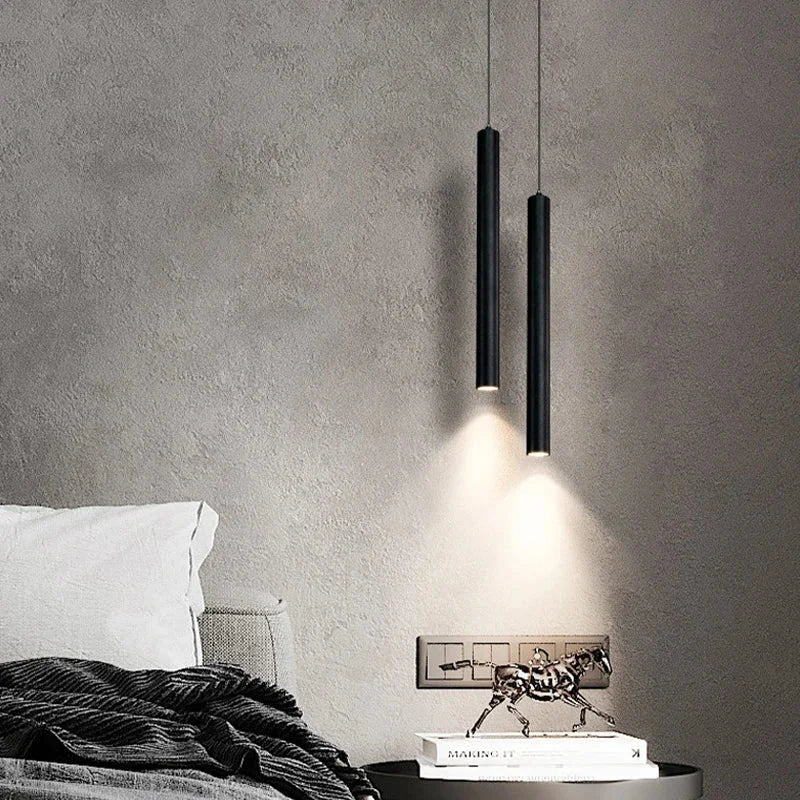 Black Cylindrical LED Pendant Light – Single or Double