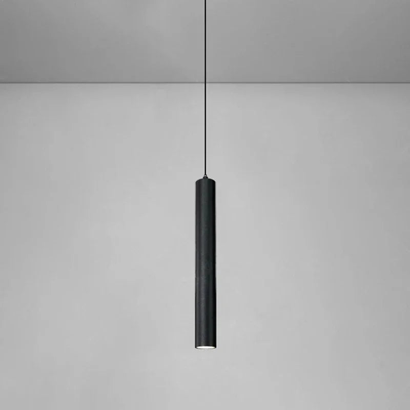 Black Cylindrical LED Pendant Light – Single or Double – view 5