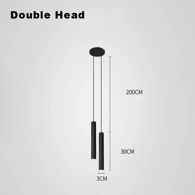 Black Cylindrical LED Pendant Light – Single or Double – view 6