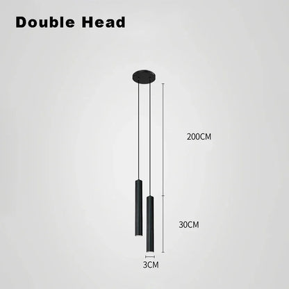 Black Cylindrical LED Pendant Light – Single or Double – view 6