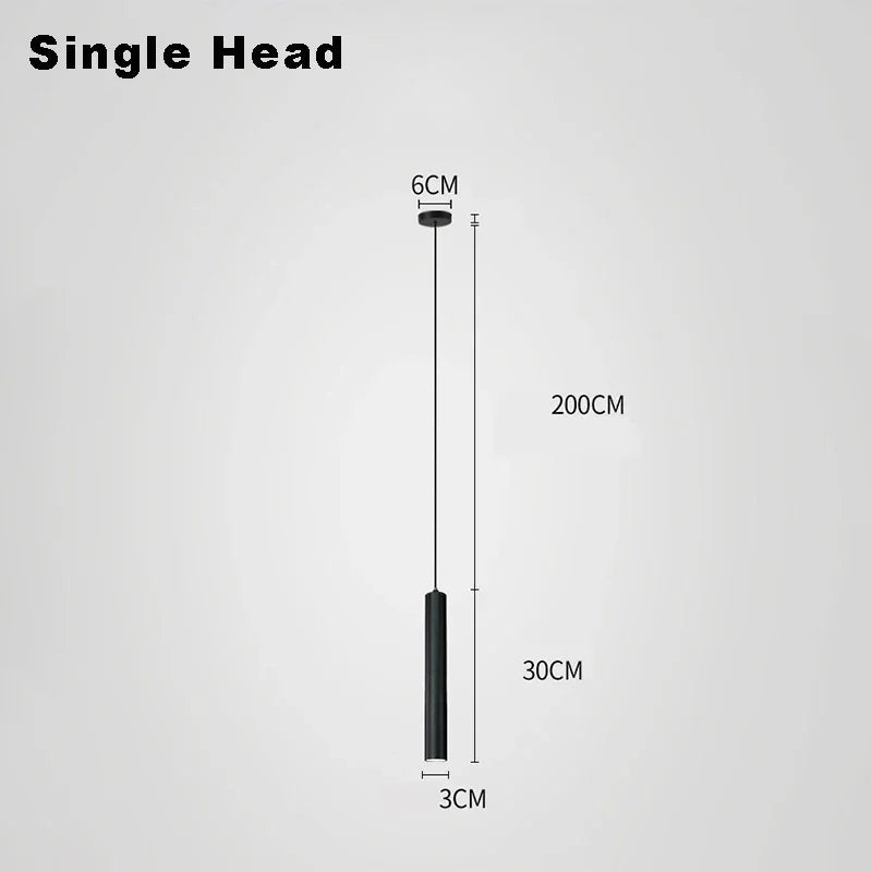 Black Cylindrical LED Pendant Light – Single or Double – view 7