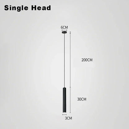 Black Cylindrical LED Pendant Light – Single or Double – view 7