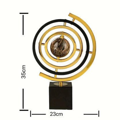 Black & Gold Abstract Metal Globe Sculpture – view 6