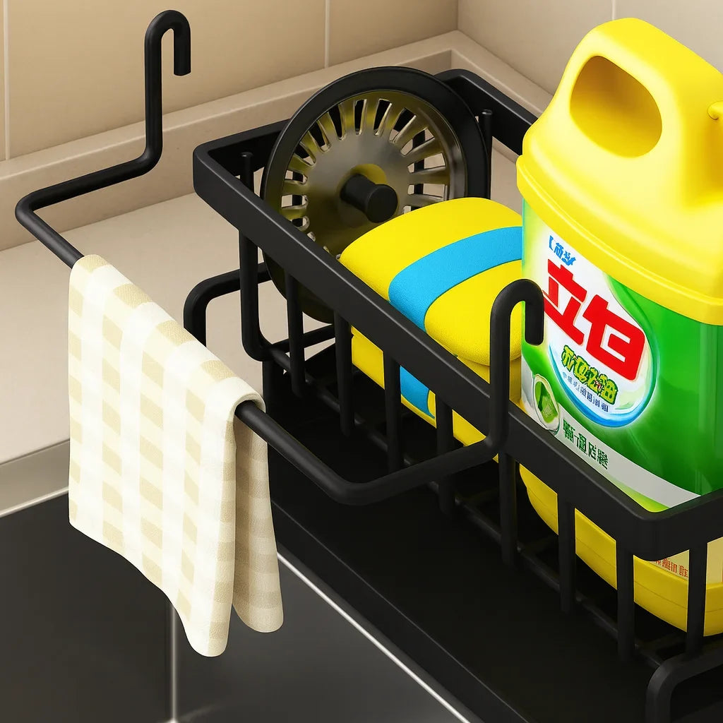 Black Kitchen Sink Caddy with Drain – view 6