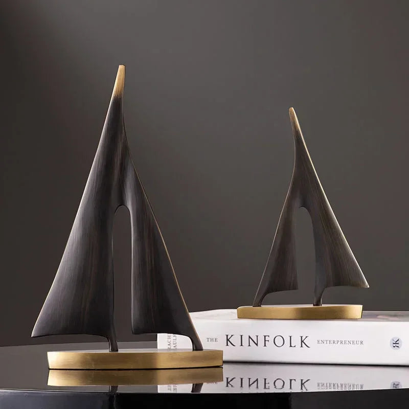 Black Resin Sailboat Sculpture