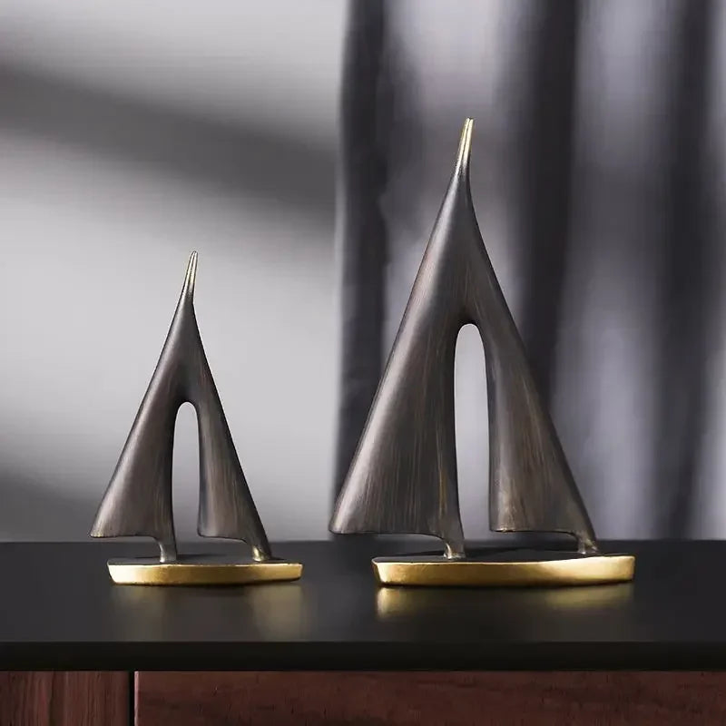 Black Resin Sailboat Sculpture – view 2