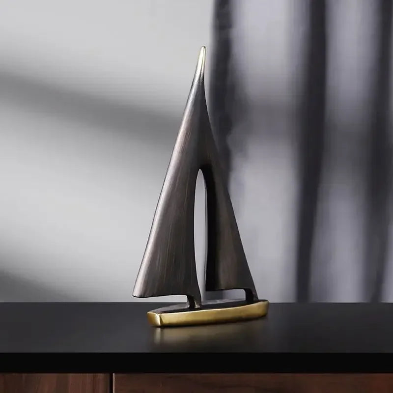 Black Resin Sailboat Sculpture – view 3