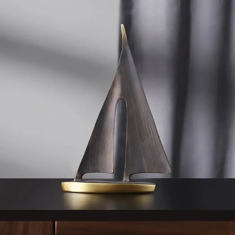 Black Resin Sailboat Sculpture – view 5