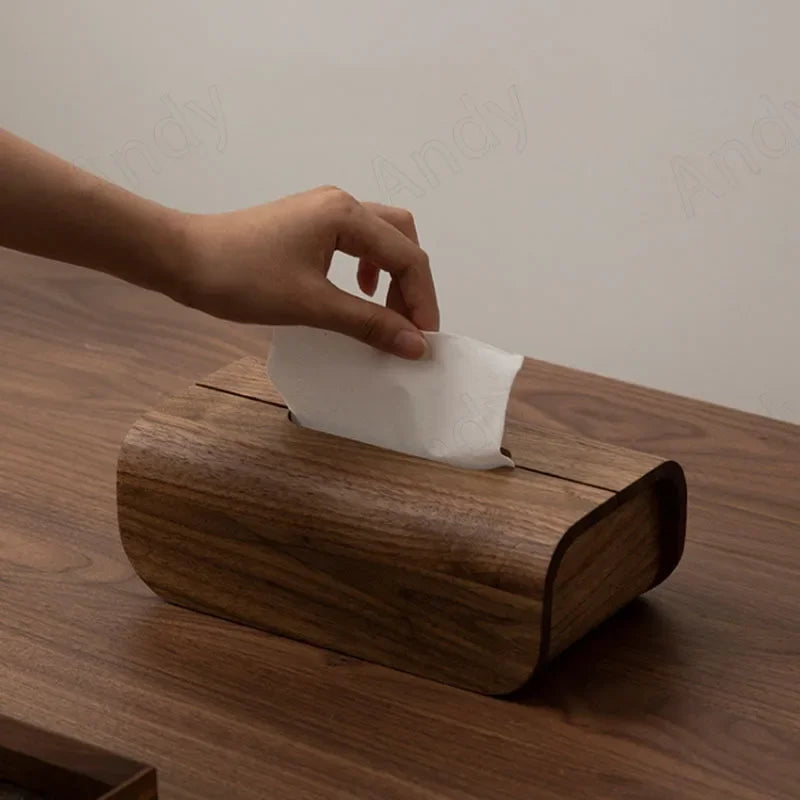 Solid Black Walnut Tissue Box Cover – view 2