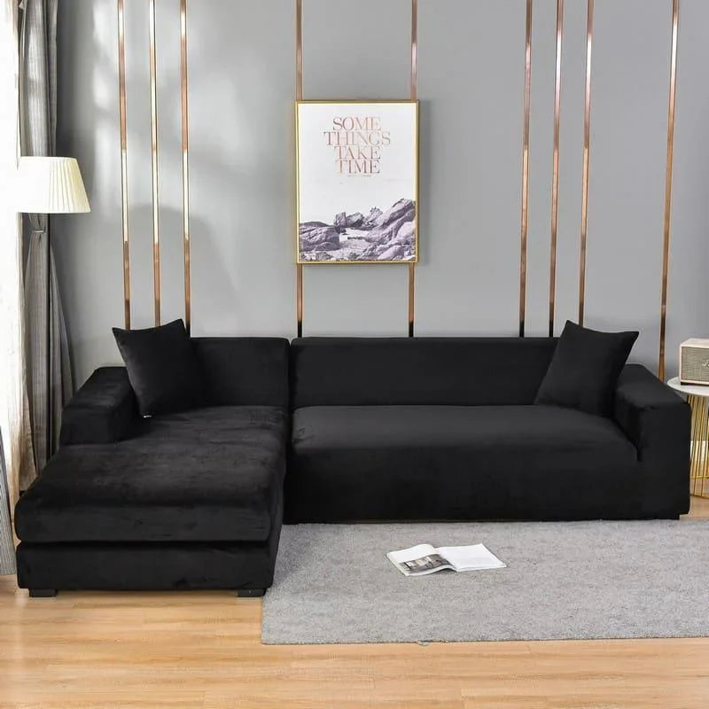 Black waterproof suede sofa cover – view 3