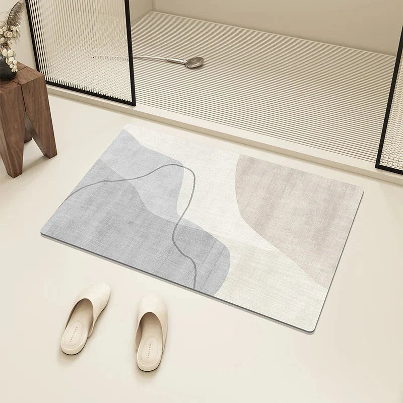 Blue Beige Brown Diatomite Bathroom Mat
