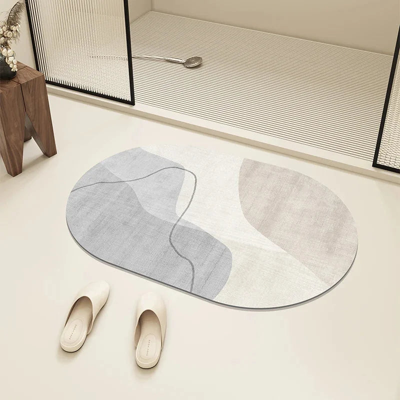 Blue Beige Brown Diatomite Bathroom Mat – view 3