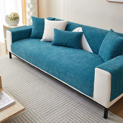 Blue Chenille Jacquard Non-Slip Sofa Cover – view 4