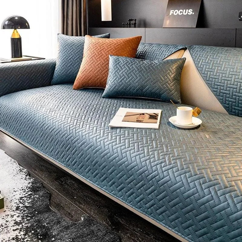 Blue-Grey Water-Resistant Non-Slip Sofa Protector
