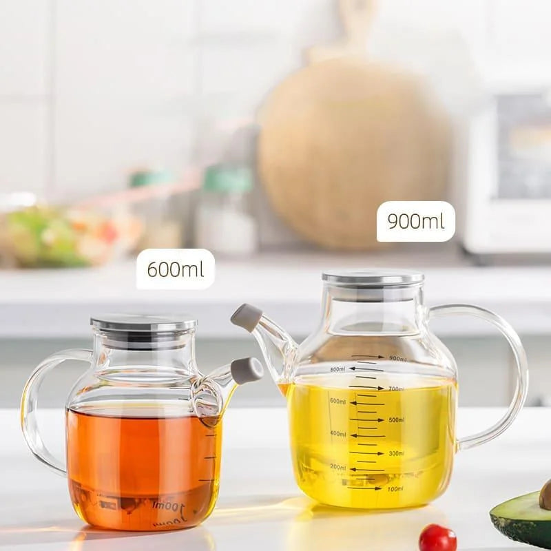 Borosilicate glass oil and vinegar bottle with sealing lid – view 3
