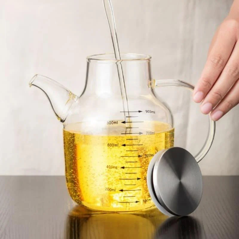 Borosilicate glass oil and vinegar bottle with sealing lid – view 5