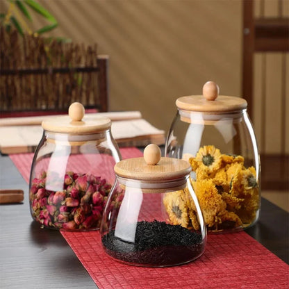 Borosilicate Glass Storage Jar with Bamboo Lid